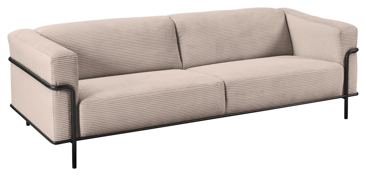 3-SITZER-SOFA Cord Taupe  - Taupe/Schwarz, Design, Textil/Metall (236/67/96cm) - Johann Jakob