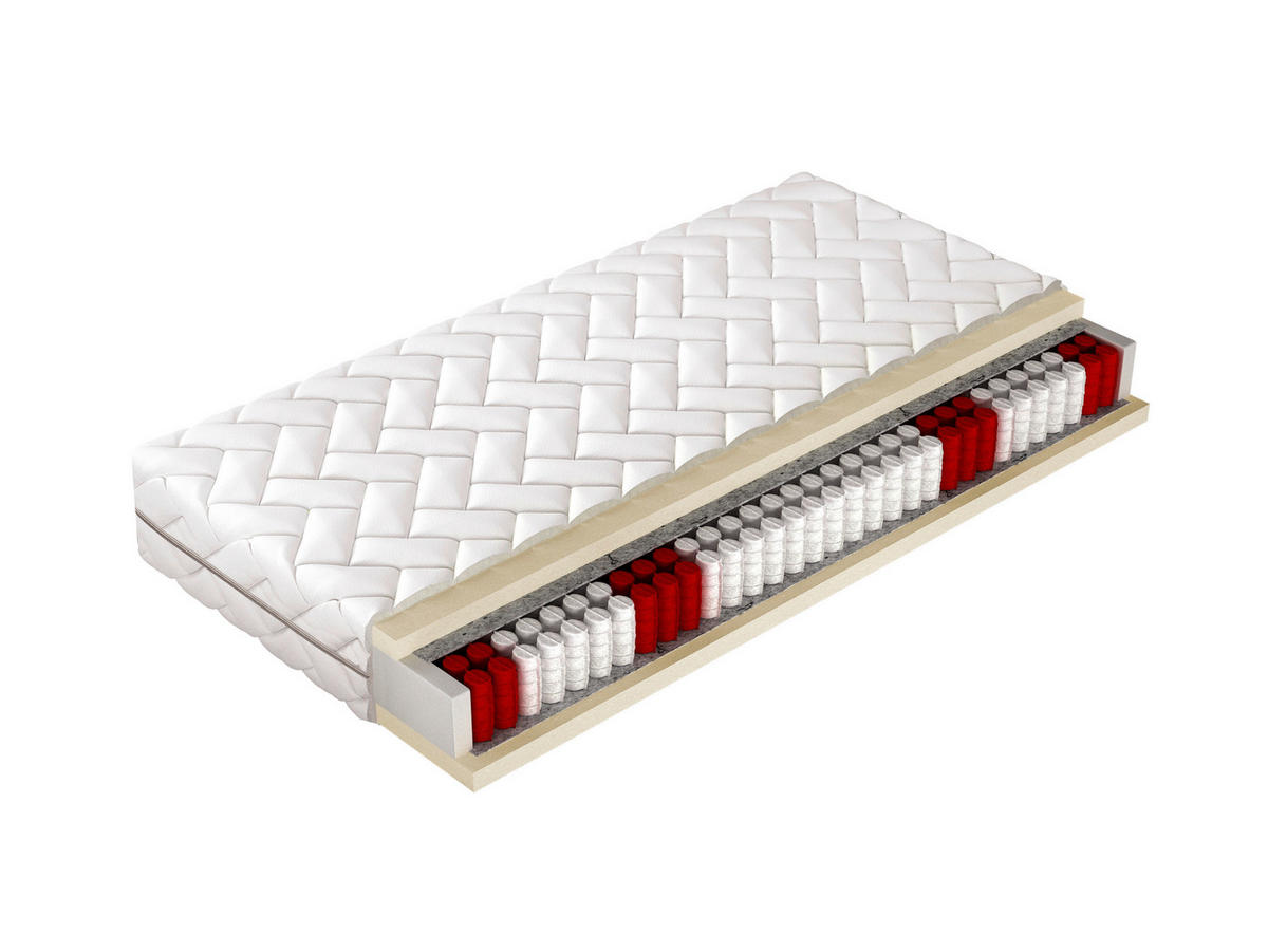 TASCHENFEDERKERNMATRATZE 140/200 cm Höhe ca. 20 cm 7 -Zonen - Weiß, Basics, Textil (140/200cm) - Xora