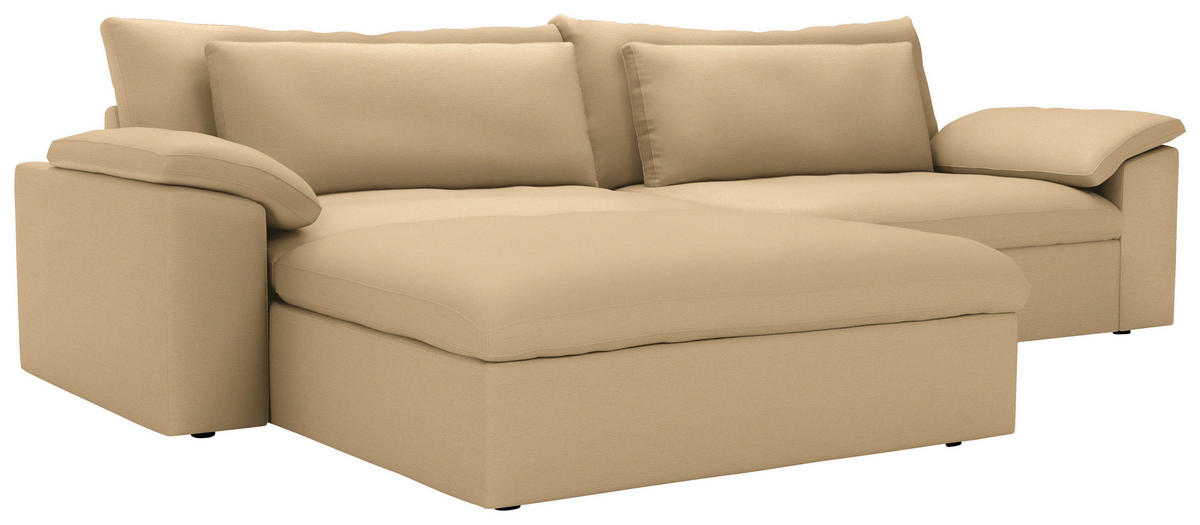 ECKSOFA  Chenille Beige  - Beige/Schwarz, Modern, Kunststoff/Textil (198/306cm) - Carryhome