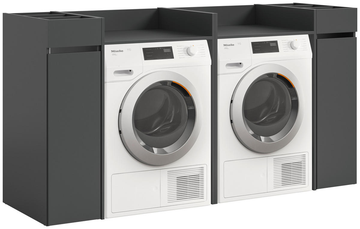 WASCHMASCHINENSCHRANK Anthrazit  - Anthrazit/Schwarz, Basics, Holzwerkstoff/Kunststoff (190/101cm) - MID.YOU