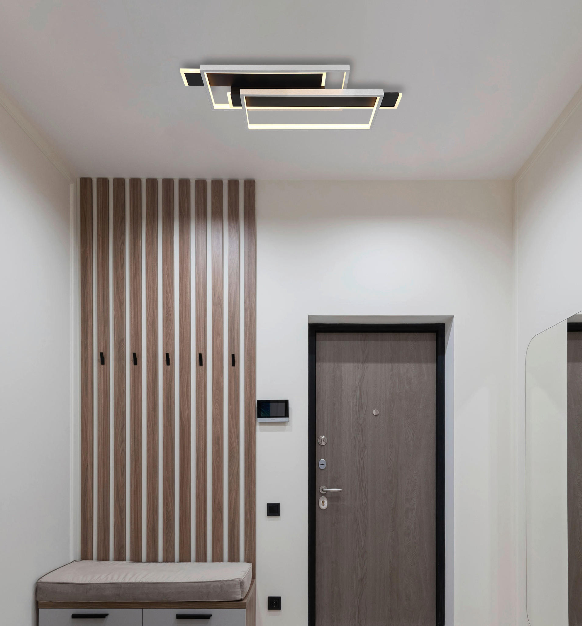 LED-DECKENLEUCHTE    62/27/8,2 cm  - Opal/Schwarz, Design, Kunststoff/Metall (62/27/8,2cm) - Globo