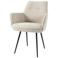 STOLICA S NASLONOM ZA RUKE  krem  metal, tekstil      - crna/krem, Design, metal/tekstil (60/86/62cm)