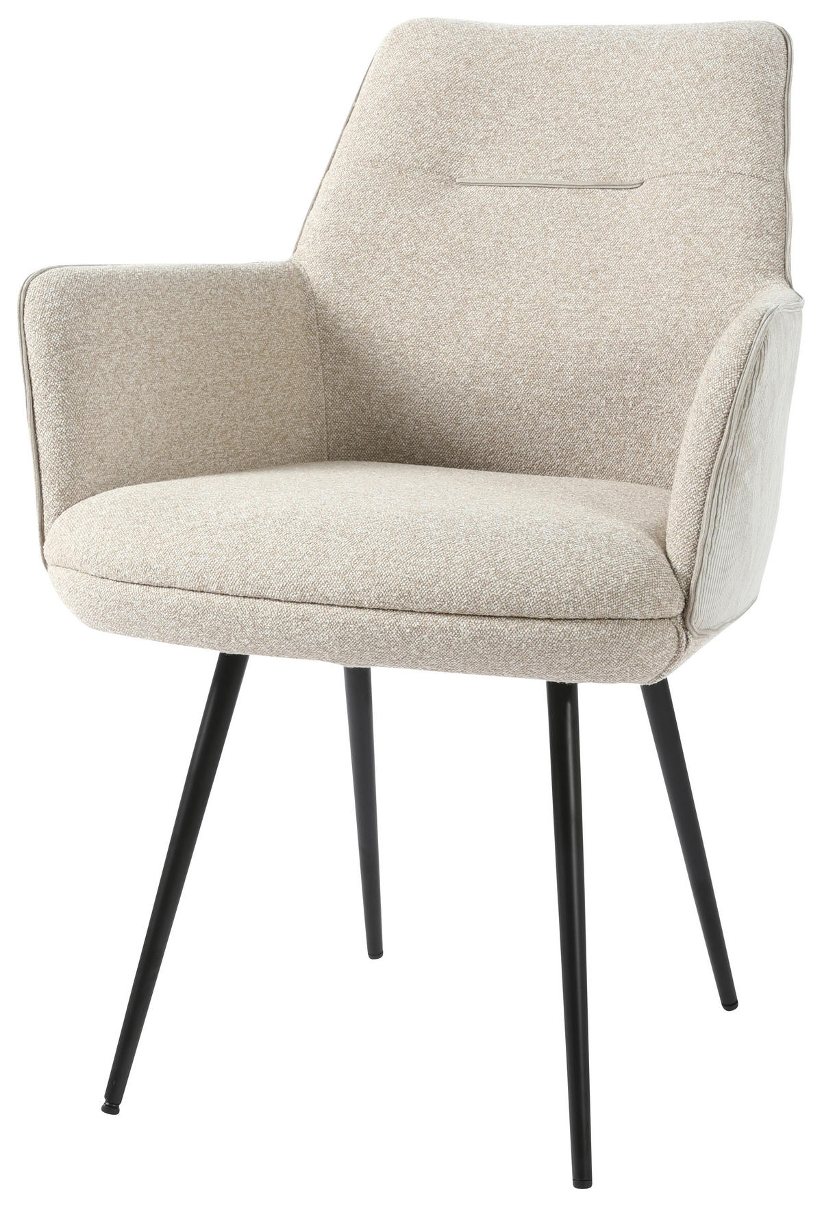 STOLICA S NASLONOM ZA RUKE  krem  metal, tekstil      - crna/krem, Design, metal/tekstil (60/86/62cm)