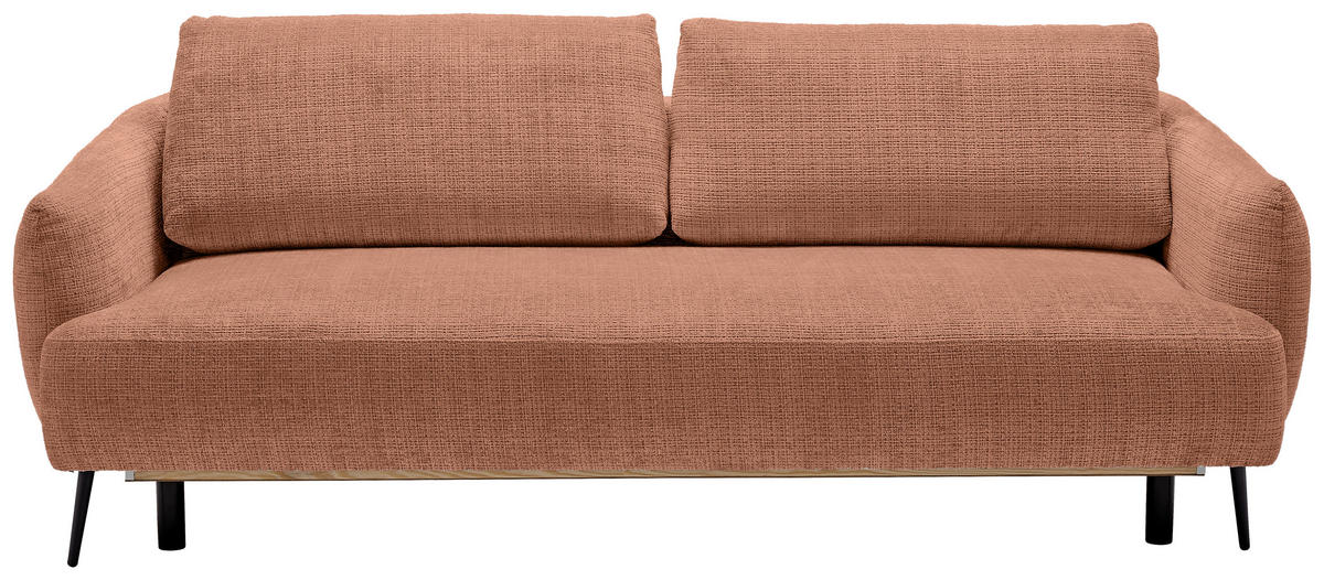 BÄDDSOFFA i chenille rostfärgad  - svart/rostfärgad, Klassisk, metall/textil (228/75/98cm) - MID.YOU