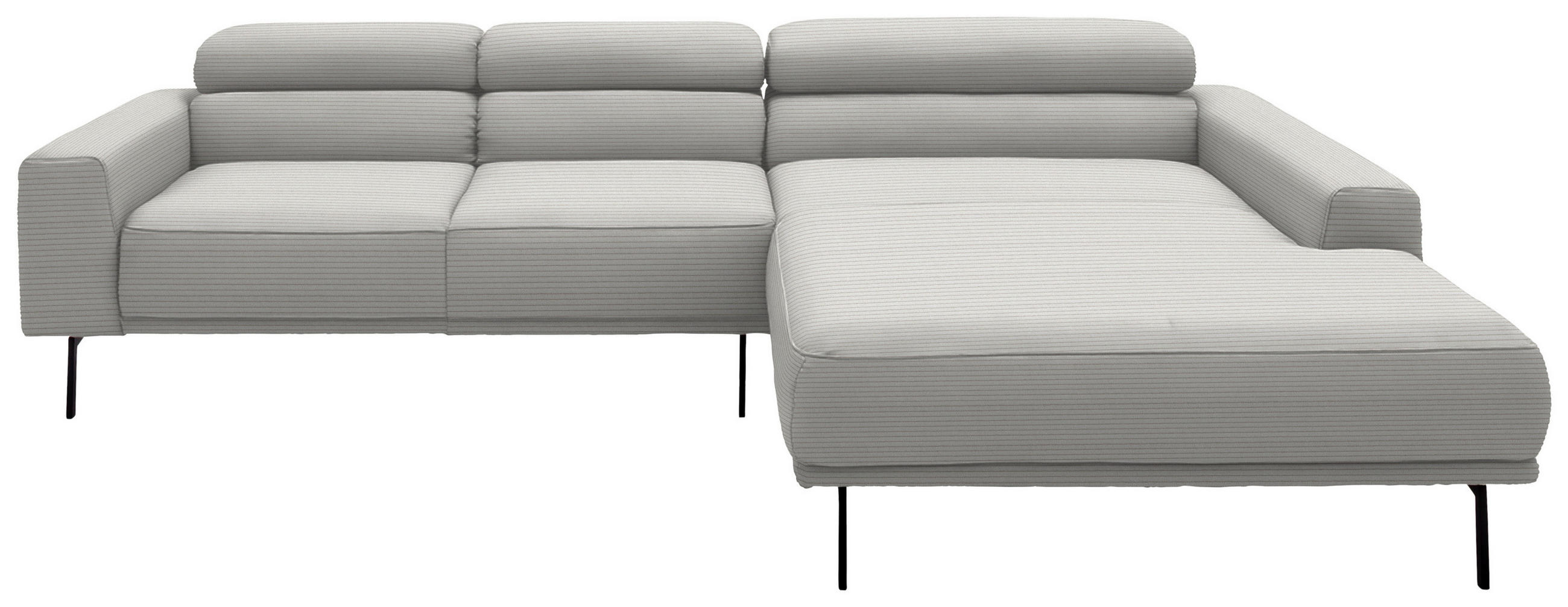 ECKSOFA  in Cord Greige  293/215-217 cm  - Greige/Schwarz, Design, Textil/Metall (293/215-217cm) - Schöner Wohnen