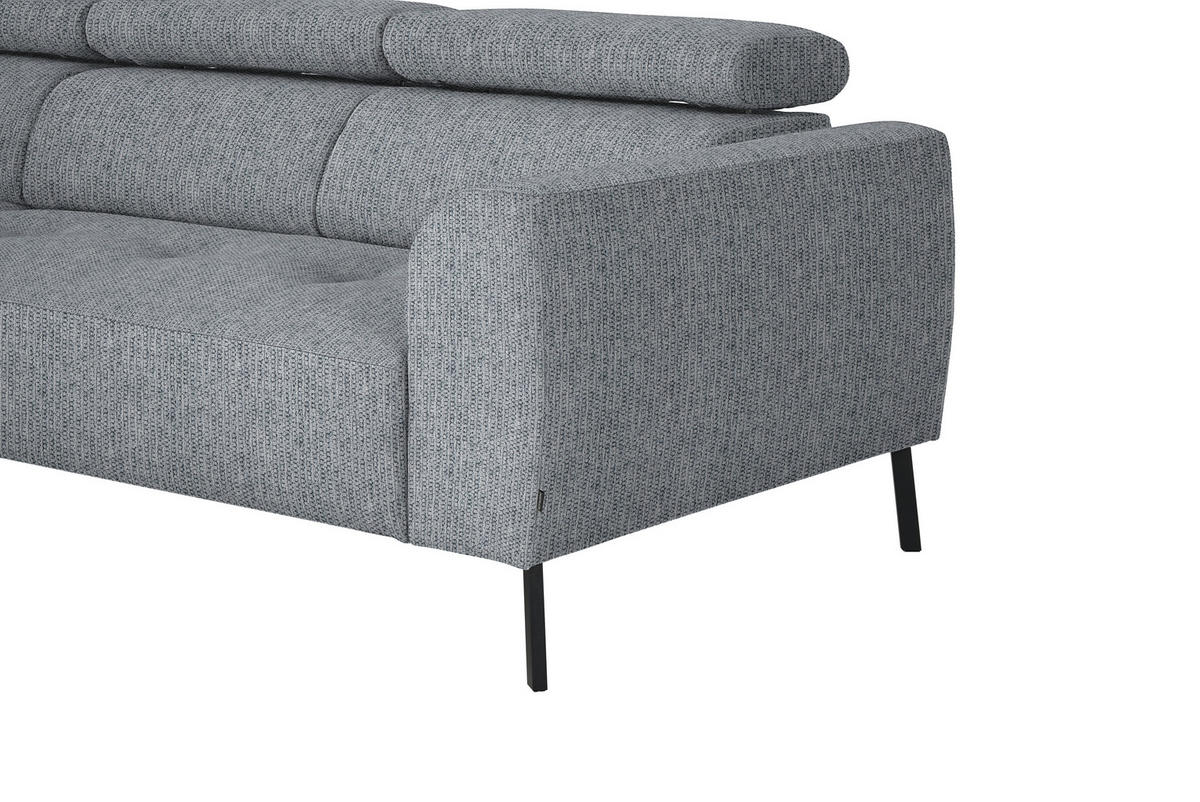 ECKSOFA in Webstoff Hellgrau  205/280 cm  - Hellgrau/Schwarz, Design, Textil/Metall (205/280cm) - Xora