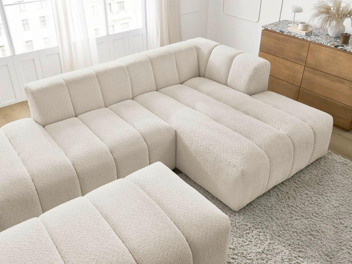 ECKSOFA  ANNECY Beige Bouclé  - Beige/Schwarz, MODERN, Kunststoff/Textil (262/170cm)