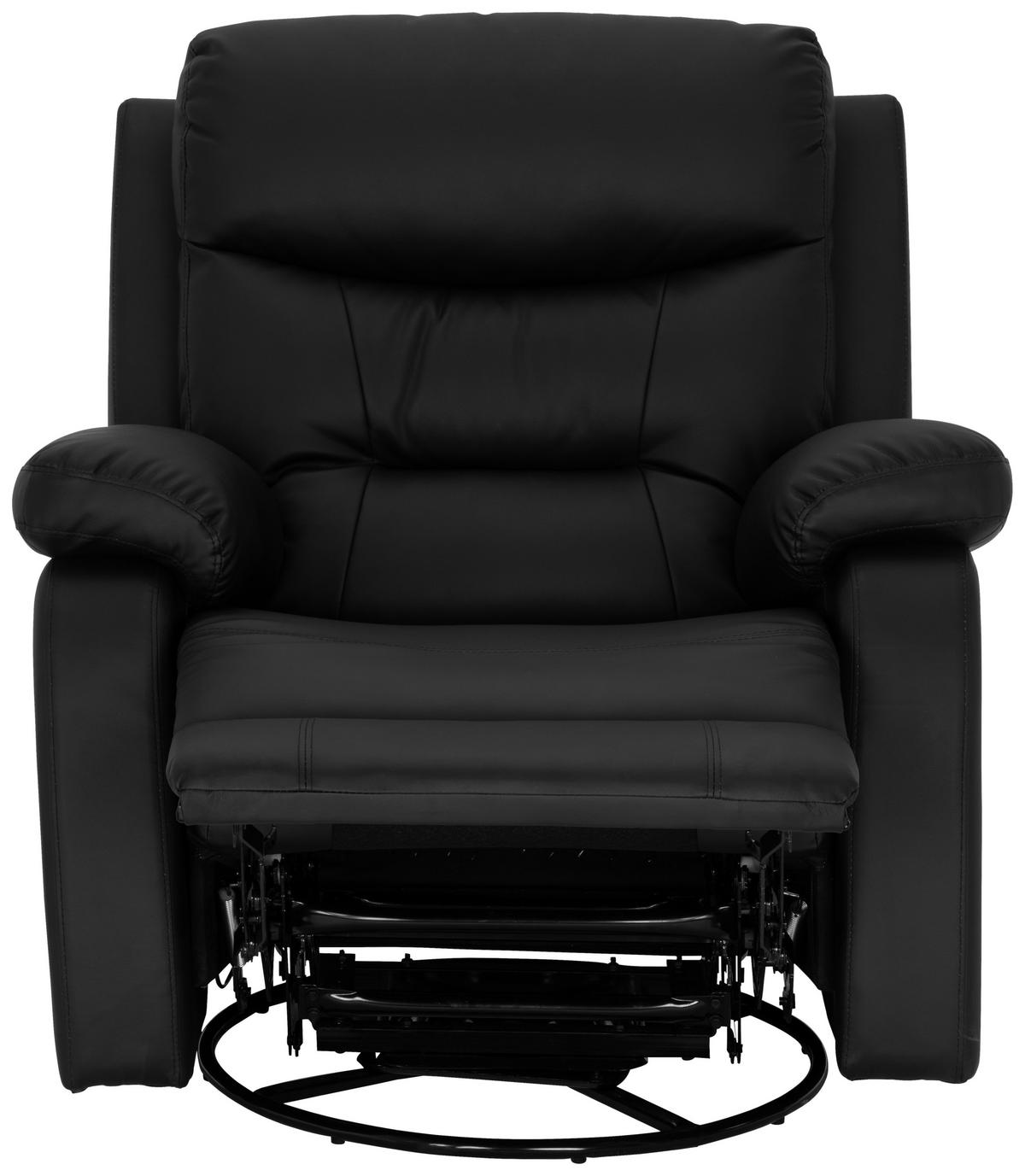 RELAXSESSEL Lederlook    - Schwarz, KONVENTIONELL, Textil/Metall (90/102/76/101/163cm) - Livetastic