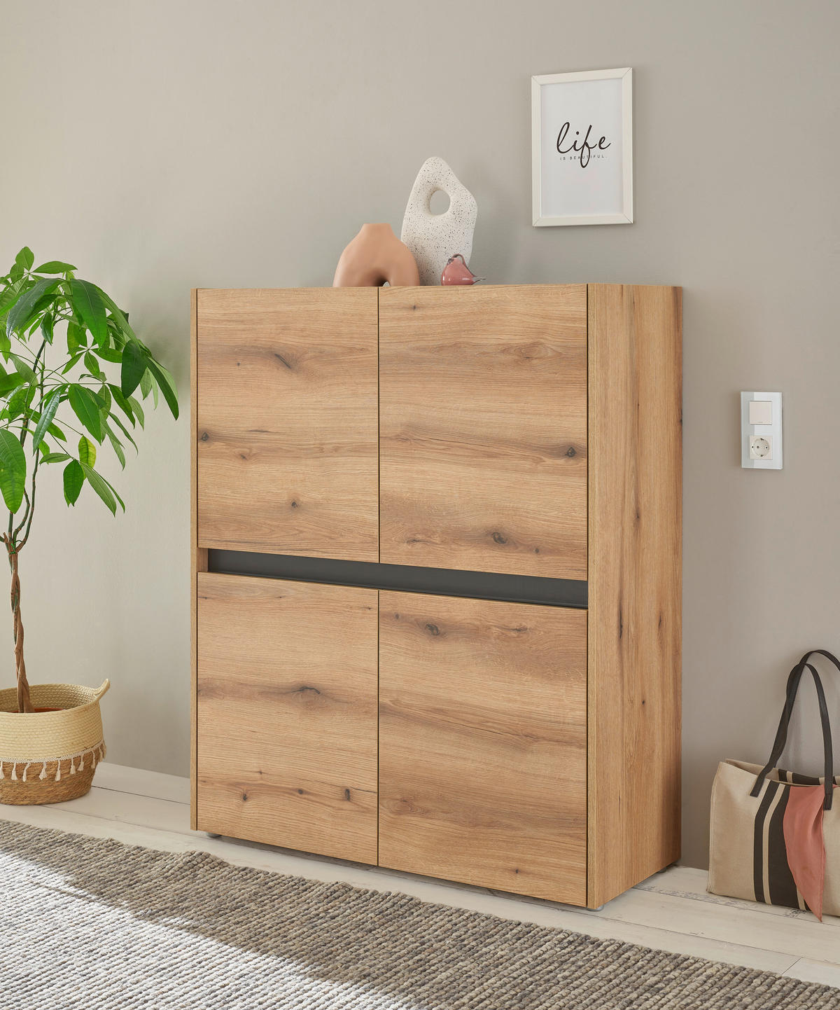HIGHBOARD  100/122/40 cm  - Eichefarben/Anthrazit, Design, Holzwerkstoff/Kunststoff (100/122/40cm) - Modante