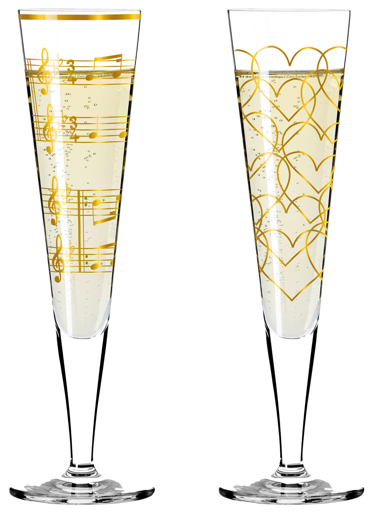 CHAMPAGNERGLAS Goldnacht 205 ml 2-teilig  - Goldfarben, LIFESTYLE, Glas (7,2/7,2/24cm) - Ritzenhoff
