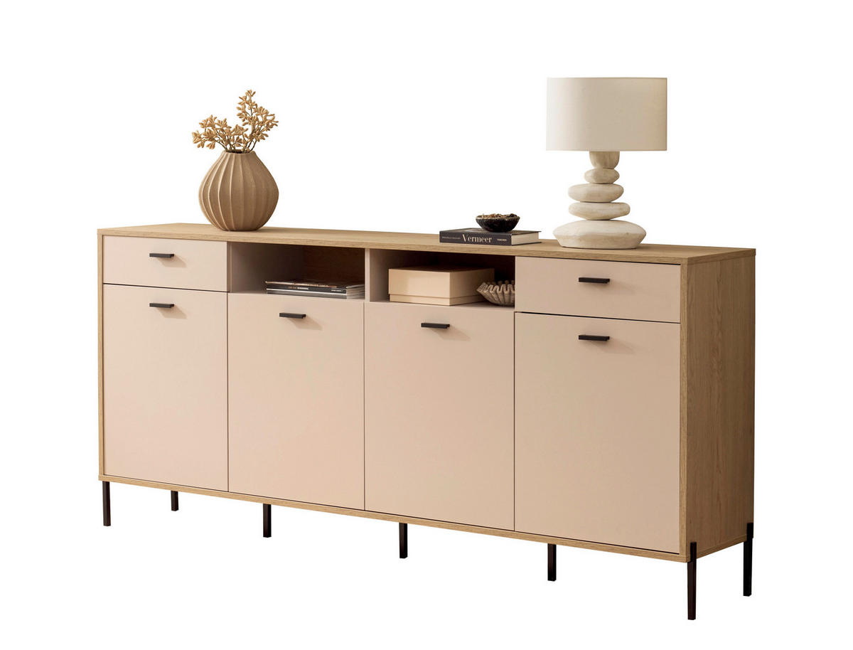 SIDEBOARD  205/94/40 cm 2 Schublade(n)  - Kaschmir/Eichefarben, Design, Holzwerkstoff/Metall (205/94/40cm) - MID.YOU