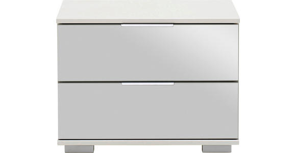 NACHTKÄSTCHEN 52/40/38 cm  in Weiß  - Alufarben/Weiß, Design, Glas/Holzwerkstoff (52/40/38cm) - Carryhome