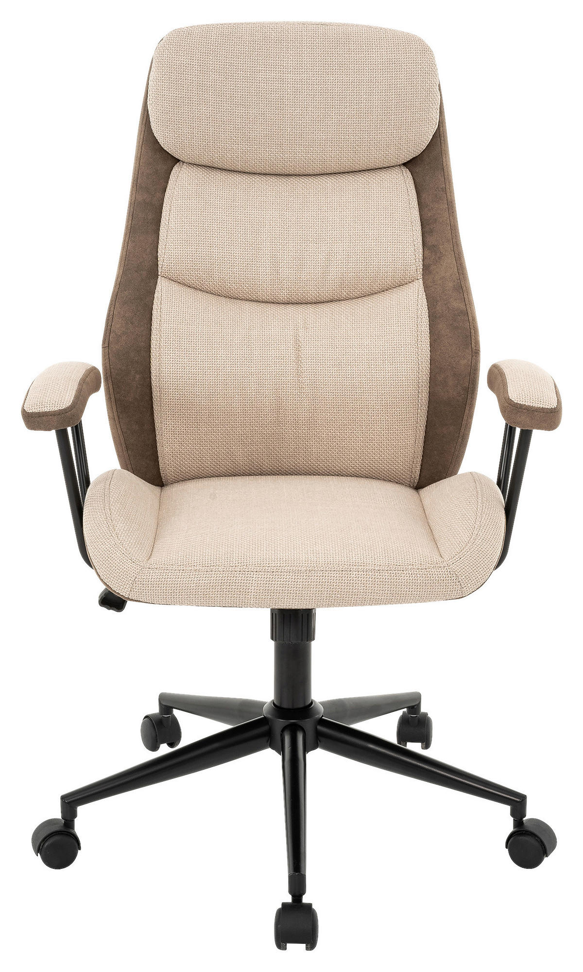 CHEFSESSEL Webstoff Beige  - Beige/Schwarz, MODERN, Kunststoff/Textil (64/103-113/66cm) - MID.YOU