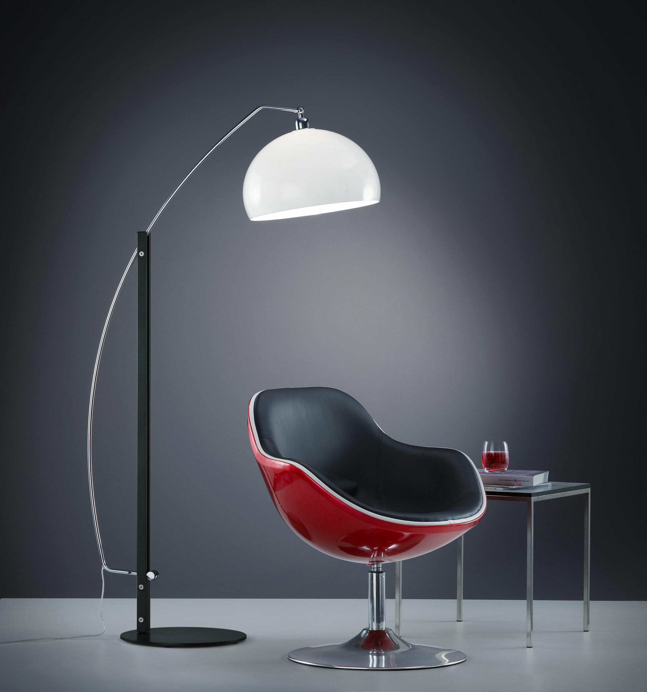 BOGENLEUCHTE 170/40/190 cm    - Chromfarben/Schwarz, Design, Kunststoff/Metall (170/40/190cm) - Helestra