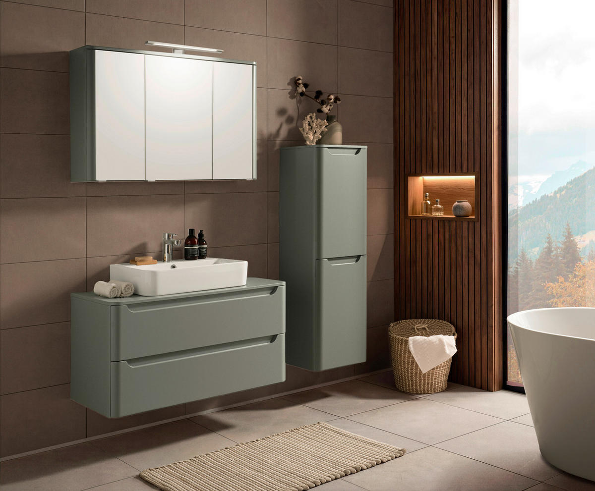 WASCHTISCHKOMBI 101 cm  - Schilfgrün/Weiß, KONVENTIONELL, Keramik/Holzwerkstoff (101cm) - Xora