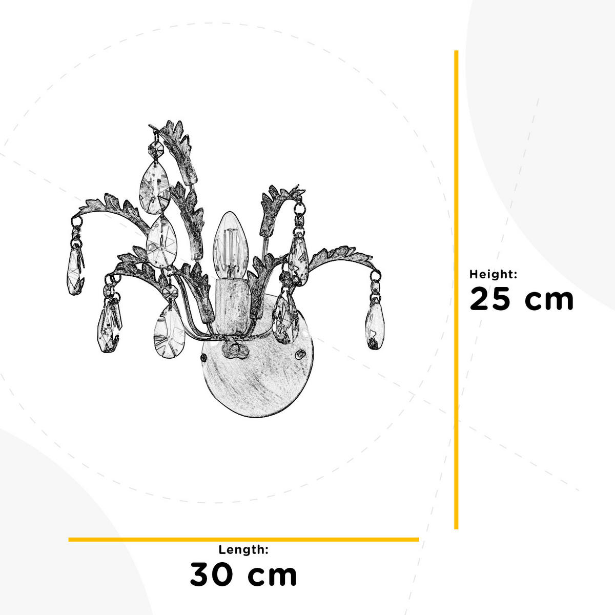 WANDLEUCHTE 30/25 cm   - Weiß, KONVENTIONELL, Glas/Metall (30/25cm)