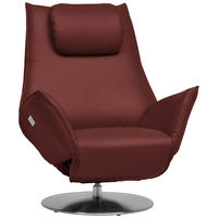 RELAXSESSEL Leder Bordeaux  - Edelstahlfarben/Bordeaux, Design, Leder/Metall (92/79/90cm) - Koinor