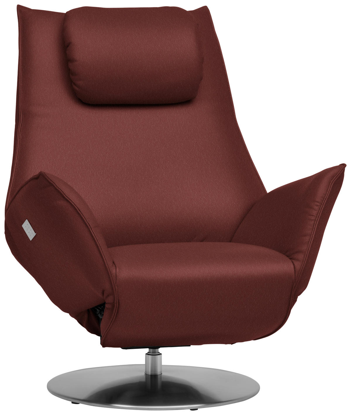 RELAXSESSEL Leder Bordeaux  - Edelstahlfarben/Bordeaux, Design, Leder/Metall (92/79/90cm) - Koinor