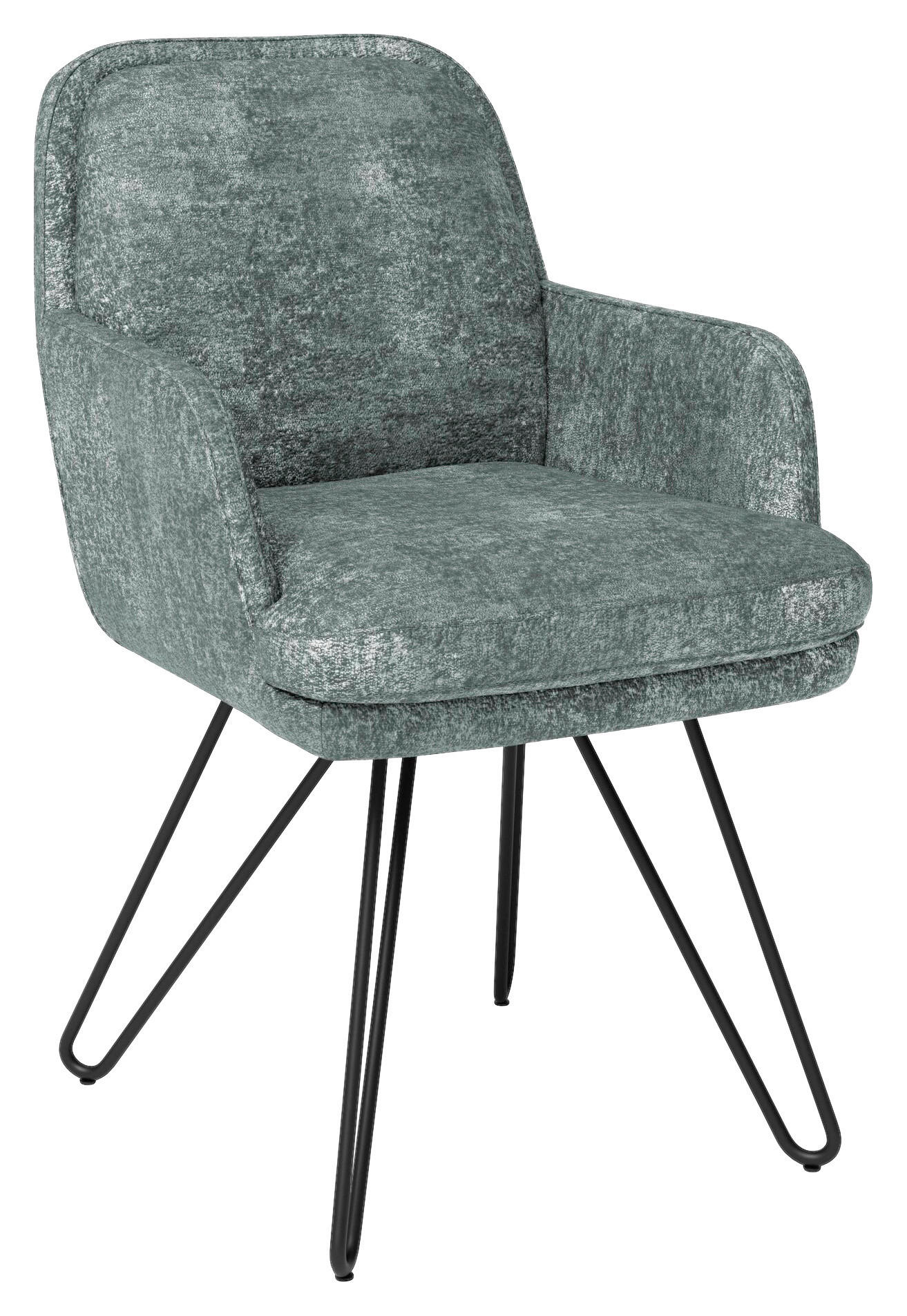 ARMLEHNSTUHL  in Chenille  - Blaugrau/Schwarz, Design, Textil/Metall (58/89/68cm) - Joop!