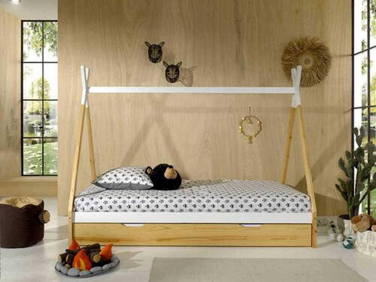 HAUSBETT Rollrost, Bettschublade 90/200 cm  in Kieferfarben, Weiß  - Weiß/Kieferfarben, MODERN, Holz/Holzwerkstoff (90/200cm) - MID.YOU