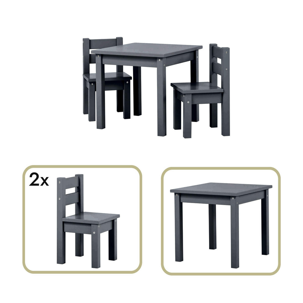 KINDERSITZGRUPPE  - Dunkelgrau, MODERN, Holz - MID.YOU