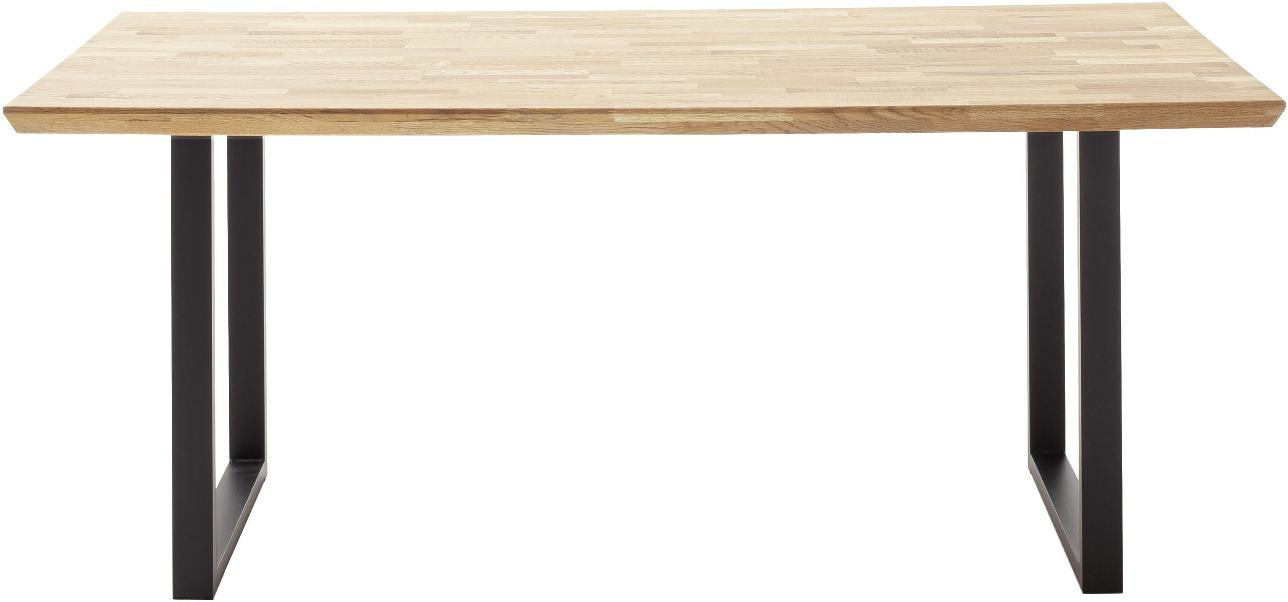 ESSTISCH Eiche massiv rechteckig Schwarz, Wildeiche  - Wildeiche/Schwarz, Natur, Holz/Metall (160/75/75cm) - Carryhome