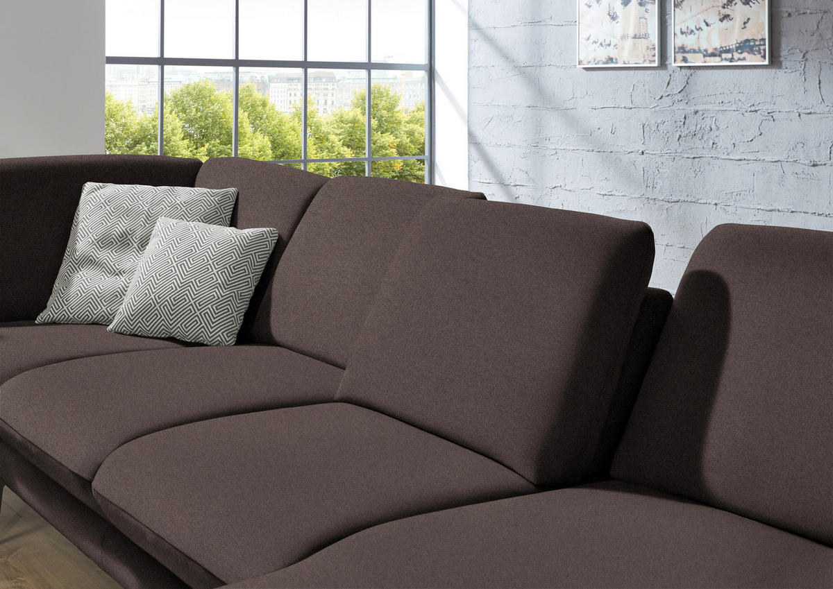 WOHNLANDSCHAFT in Webstoff Dunkelbraun  - Dunkelbraun/Schwarz, Design, Textil/Metall (208/344/180cm) - Dieter Knoll