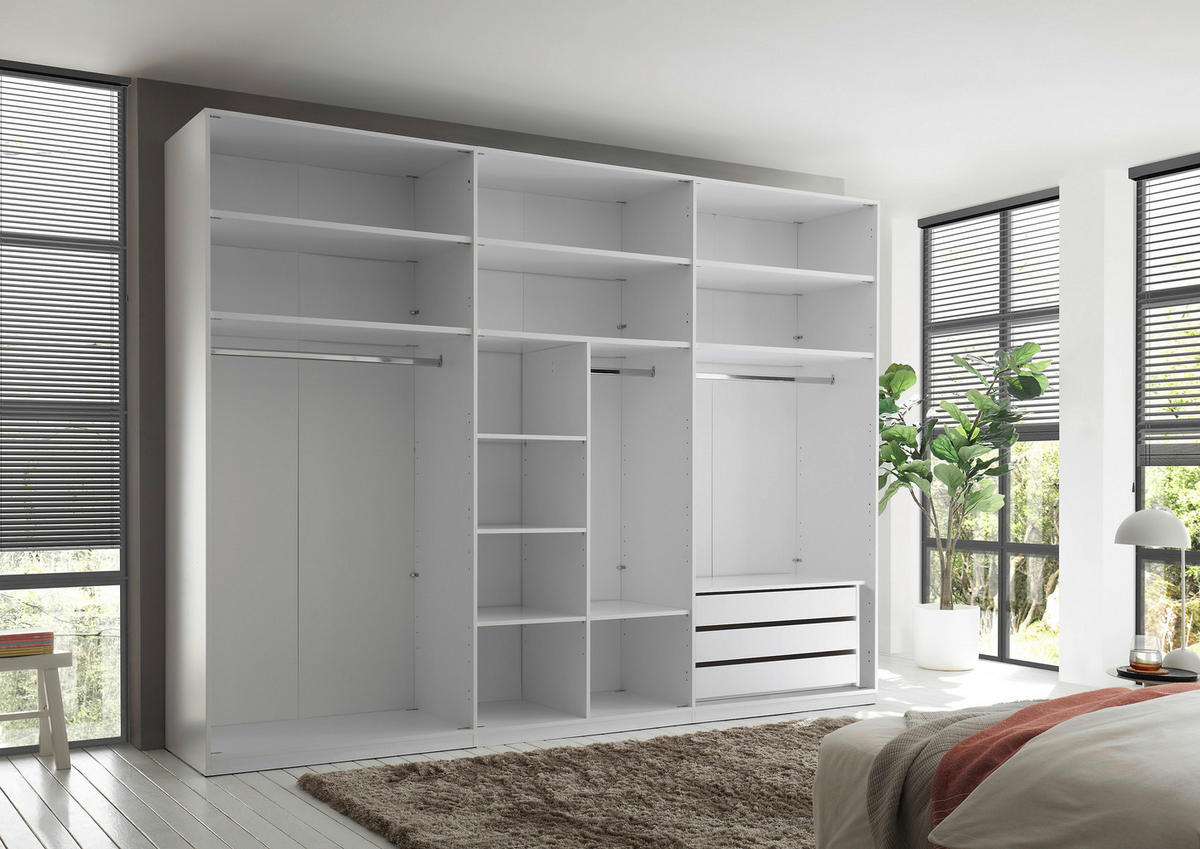 DREHTÜRENSCHRANK 302/225/58 cm,  in Weiß, Weiß Hochglanz, 6-türig  - Chromfarben/Weiß Hochglanz, Design, Holzwerkstoff/Metall (302/225/58cm) - Xora