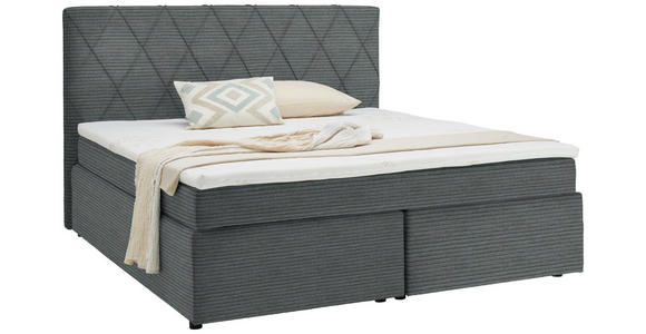 BOXSPRINGBETT 180/200 cm  in Grau  - Schwarz/Grau, Design, Kunststoff/Textil (180/200cm) - Xora
