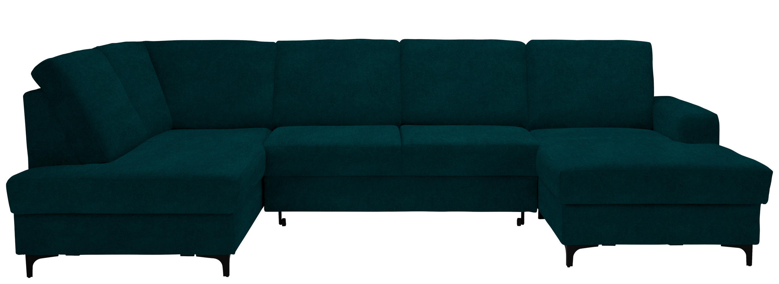 WOHNLANDSCHAFT Petrol Flachgewebe  - Petrol/Schwarz, KONVENTIONELL, Textil/Metall (185/317/167cm) - Stylife