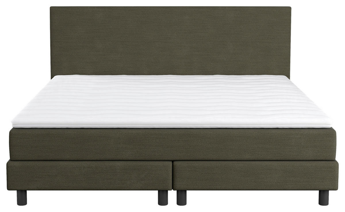 BOXBETT 160/200 cm  in Dunkelgrün  - Dunkelgrün/Dunkelbraun, MODERN, Holzwerkstoff/Textil (160/200cm) - MID.YOU