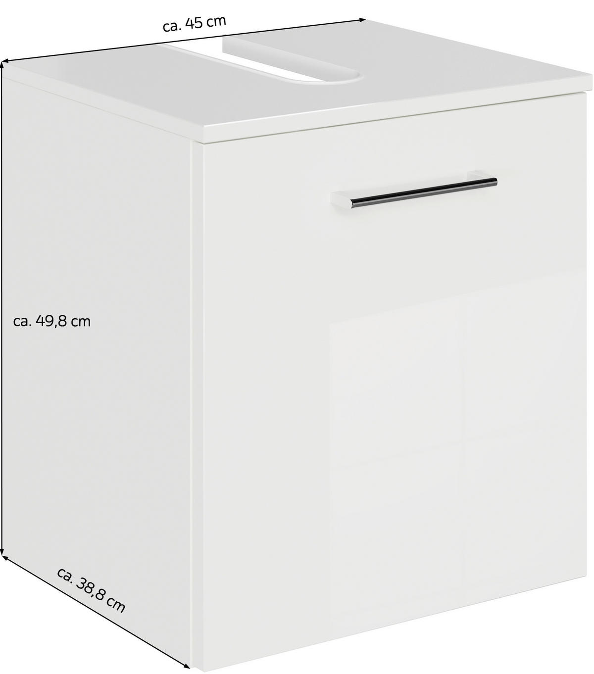 WASCHBECKENUNTERSCHRANK 45/49,8/38,3 cm  - Chromfarben/Weiß, KONVENTIONELL, Holzwerkstoff/Metall (45/49,8/38,3cm) - Sadena