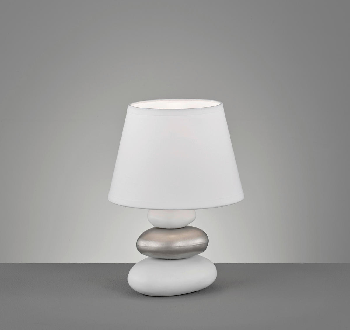 STONA LAMPA - bela/srebrna, Osnovno, tekstil/keramika (17/24cm)