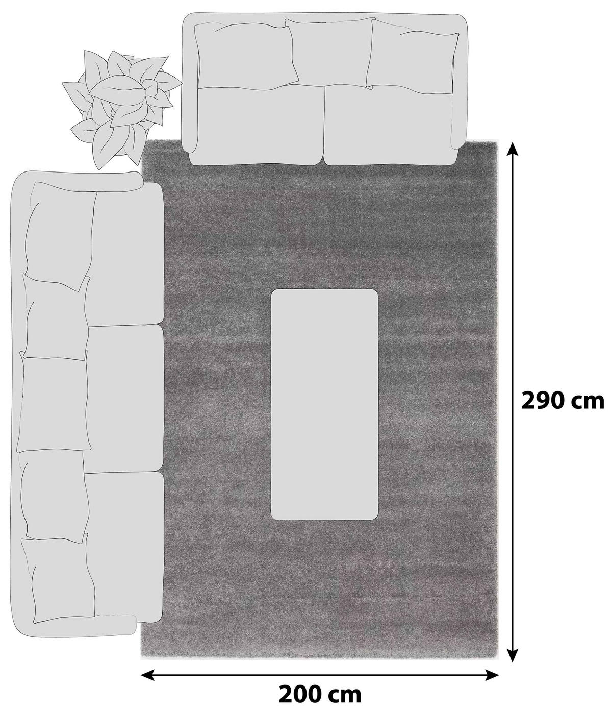 HOCHFLORTEPPICH 200/290 cm Bellevue Grau  - Grau, Basics, Textil (200/290cm) - Novel