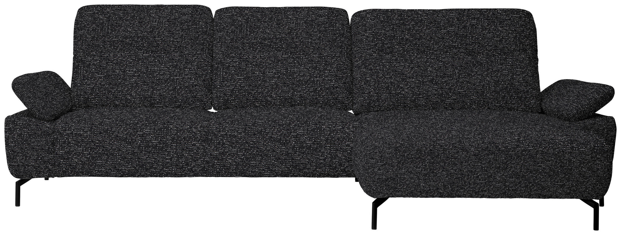 ECKSOFA in Chenille, Flachgewebe Schwarz  - Schwarz, Design, Textil/Metall (318/165cm) - Xora