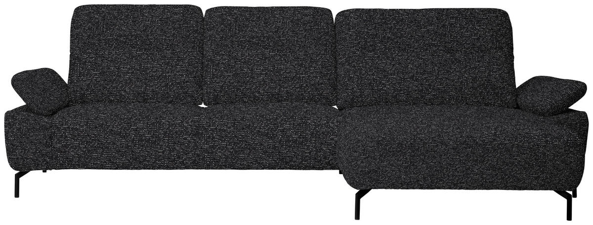 ECKSOFA  in Chenille, Flachgewebe Schwarz  318/165 cm  - Schwarz, Design, Textil/Metall (318/165cm) - Xora