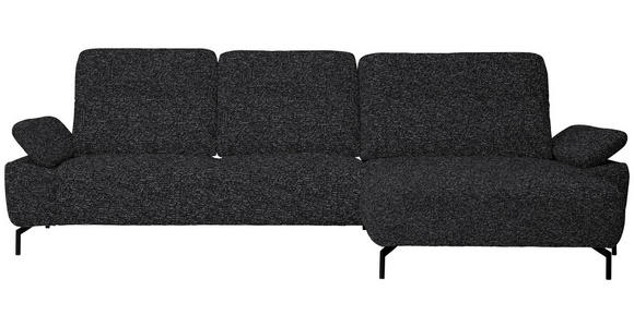 ECKSOFA  in Chenille, Flachgewebe Schwarz  318/165 cm  - Schwarz, Design, Textil/Metall (318/165cm) - Xora