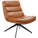 DESIGNSESSEL in Echtleder Cognac  - Cognac/Schwarz, Design, Leder/Metall (77/64,5/64,5cm) - Dieter Knoll