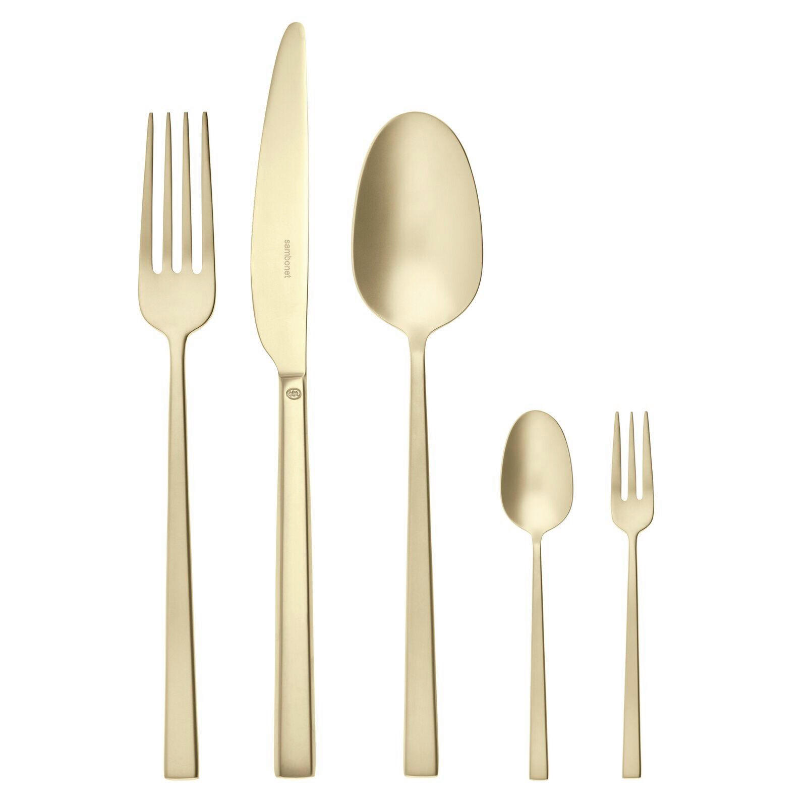 JEDILNI PRIBOR 60/1  Rock Antique  60-delni  nerjaveče jeklo   - zlate barve, Basics, kovina (35/25/15cm) - Sambonet