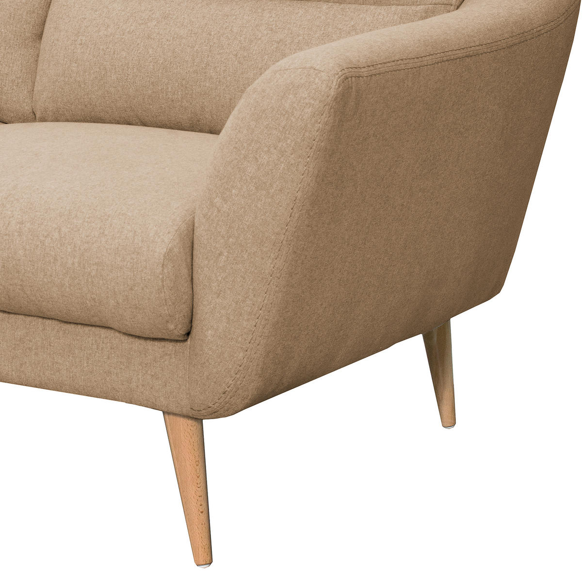 3-SITZER-SOFA in Webstoff Beige  - Beige/Buchefarben, Design, Holz/Textil (209/87/88cm) - Livetastic