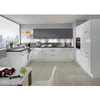 EINBAUKÜCHE 648  - Weiß/Grau, Design, Holzwerkstoff - Celina