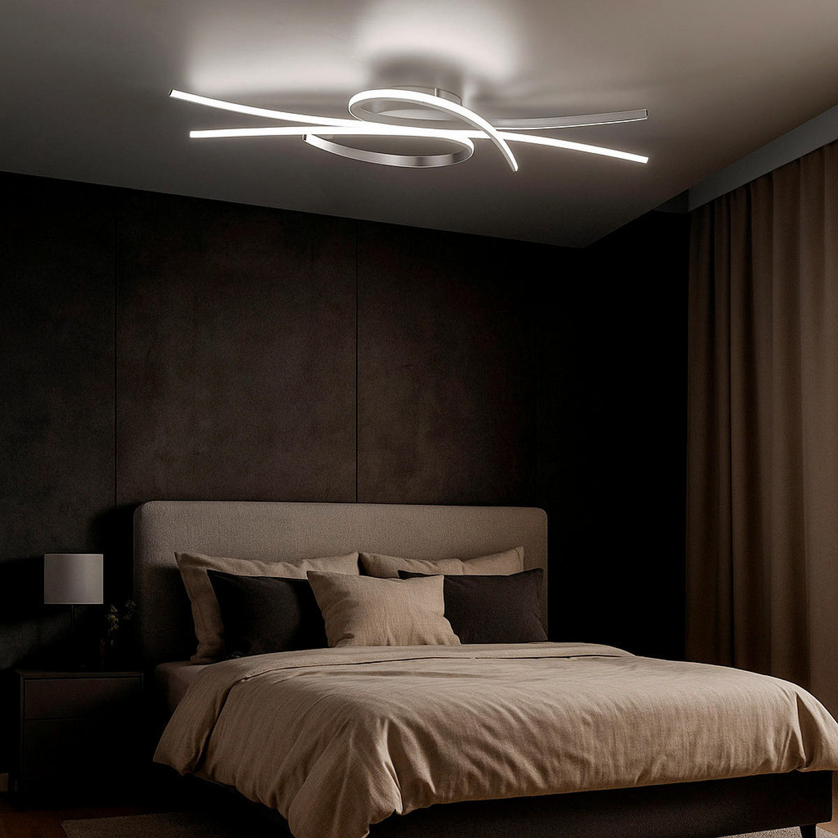 LED-DECKENLEUCHTE Biba 100/44/10 cm   - Nickelfarben, Design, Metall (100/44/10cm) - Fischer & Honsel
