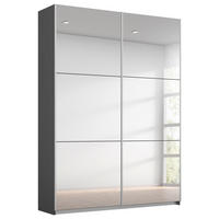 SCHWEBETÜRENSCHRANK 131/210/59 cm 2-türig Silberfarben, Graphitfarben  - Silberfarben/Alufarben, MODERN, Glas/Holzwerkstoff (131/210/59cm) - Rauch Möbel