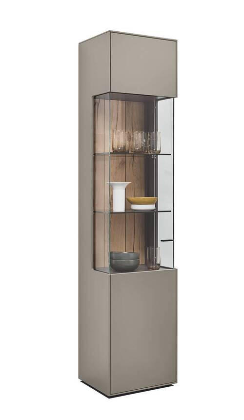 VITRINE Hellgrau  46,9/205,5/37,1 cm  - Hellgrau/Graphitfarben, Design, Glas/Holzwerkstoff (46,9/205,5/37,1cm) - Dieter Knoll