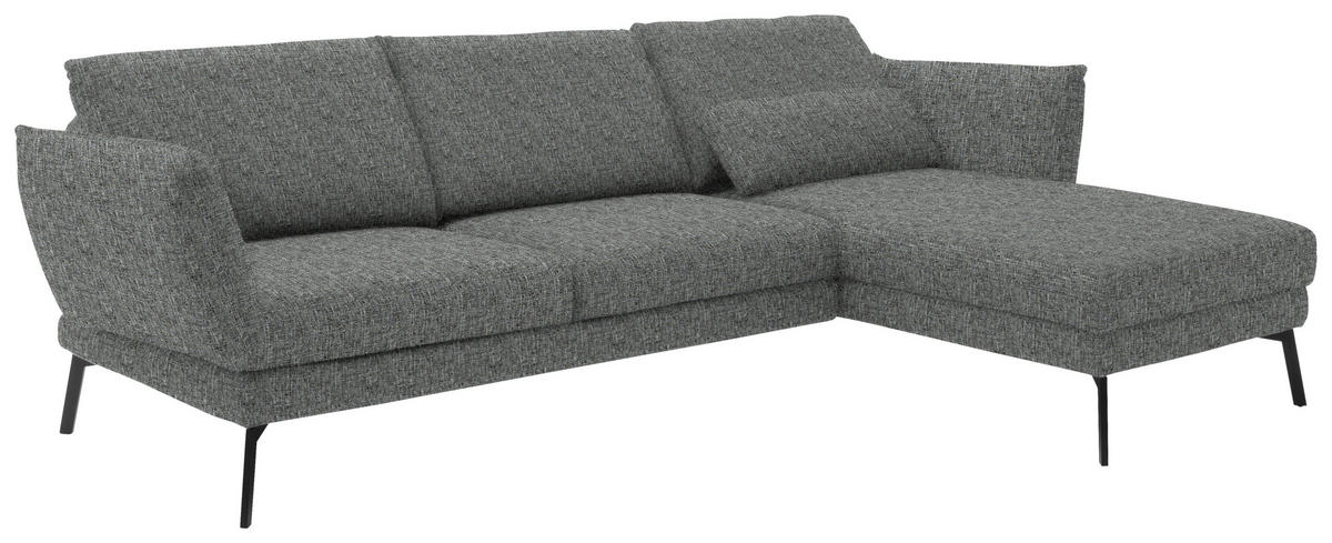 ECKSOFA in Flachgewebe Grau  277/175 cm  - Schwarz/Grau, Design, Textil/Metall (277/175cm) - Schöner Wohnen