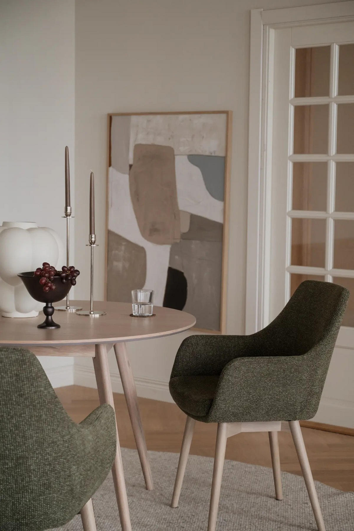 STOL MED ARMSTÖD     - ek Bianco/grön, Klassisk, metall/trä (55/88/61cm) - Rowico