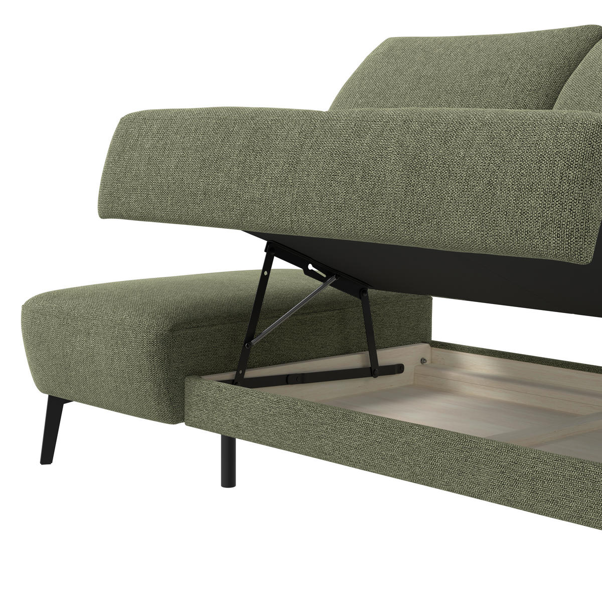 RÉCAMIERE Chenille Grün  - Schwarz/Grün, Konventionell, Textil/Metall (206/90/92cm) - Elegando