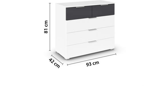 KOMMODE 93/81/42 cm  in Weiß, Dunkelgrau  - Dunkelgrau/Silberfarben, MODERN, Holzwerkstoff/Metall (93/81/42cm) - Xora