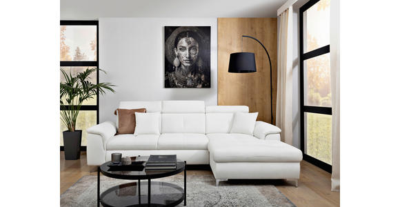 ECKSOFA in Flachgewebe Naturfarben  - Chromfarben/Naturfarben, KONVENTIONELL, Textil/Metall (268/175cm) - Carryhome