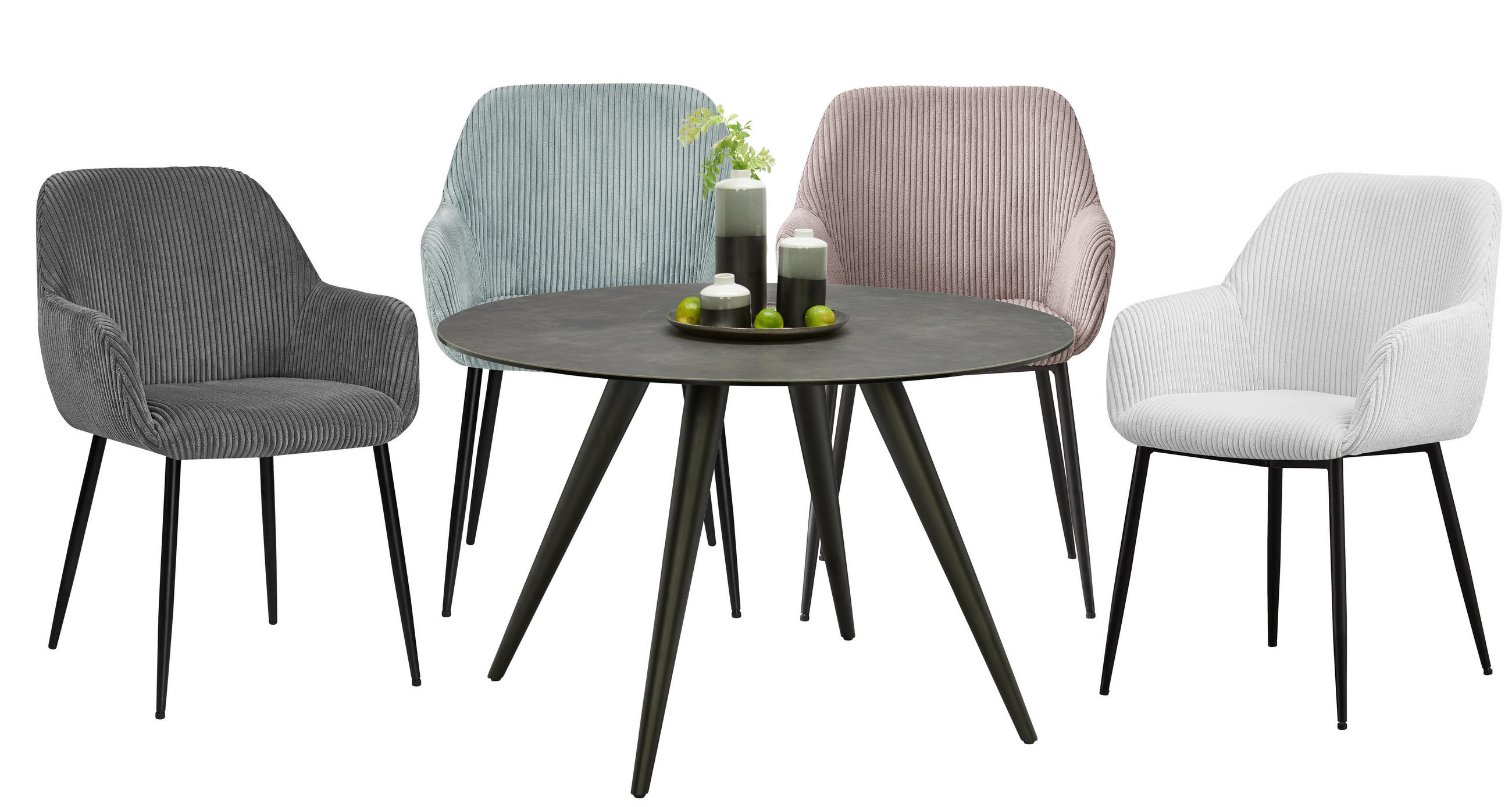 JEDÁLENSKÝ STÔL, antracitová, čierna, 120/76 cm - čierna/antracitová, Design, kov/keramika (120/76cm) - Novel